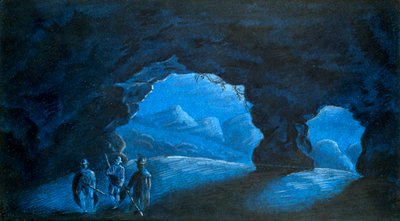 Tres personas en una cueva en las montañas, 1825 de George Sand