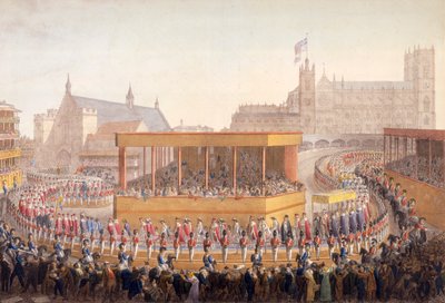 Procesión de coronación del rey Jorge IV, Westminster, Londres de George Scharf