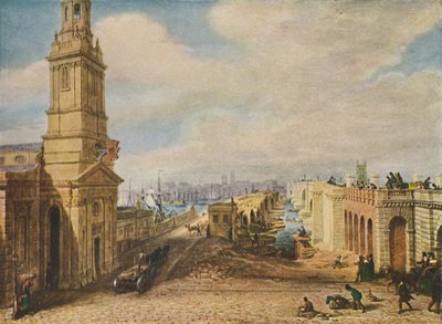 Puentes de Londres Viejos y Nuevos, 1831, 1920 de George Scharf