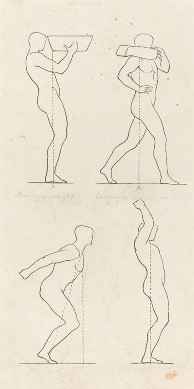 Llevando un Peso; Preparándose para Saltar, y Aterrizando de George Scharf after John Flaxman