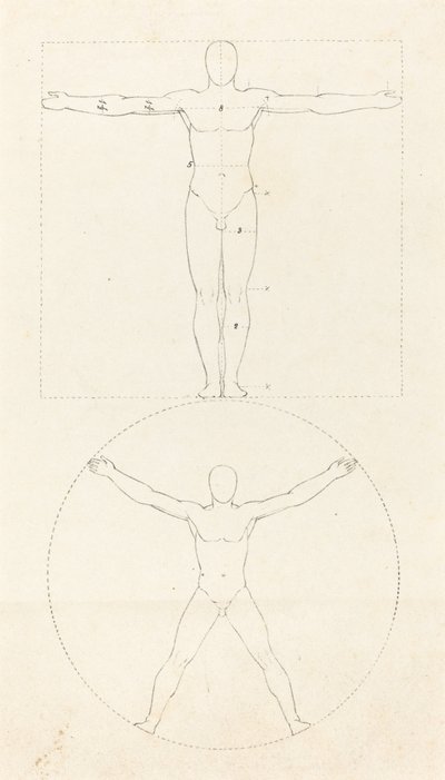 Círculo y Cuadrado de la Figura Humana de George Scharf after John Flaxman