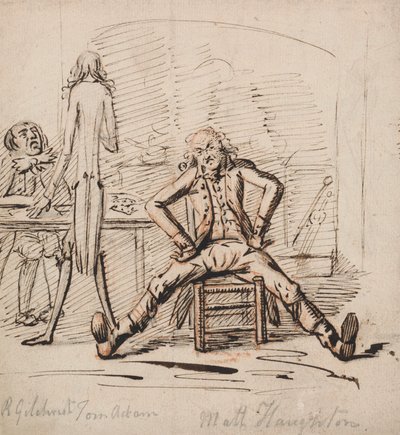Tres hombres en una habitación: Gilchrist sentado ante una mesa, Tom Adam de pie, visto desde atrás, y Matt Haughton sentado con las piernas abiertas y los brazos en alto ante un fuego. de George Shepheard