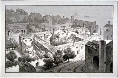 Vista Aérea del Palacio del Obispo de Winchester, Southwark, Londres de George Shepherd