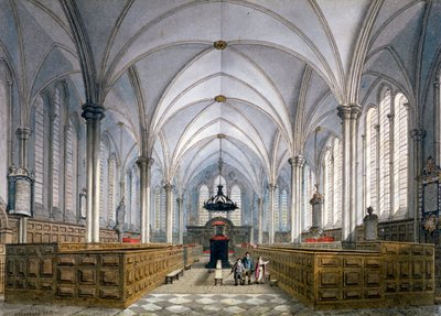 Vista interior de la Iglesia del Templo, Londres, 1811 de George Shepherd