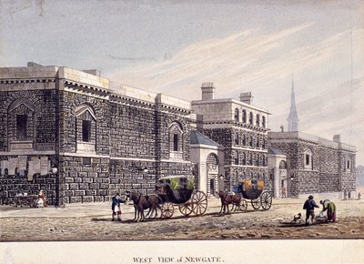 Prisión de Newgate, Old Bailey, Londres, c1815 de George Shepherd