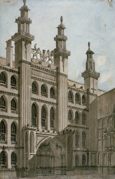 Vista suroeste de la fachada del Guildhall, Ciudad de Londres, 1810 de George Shepherd