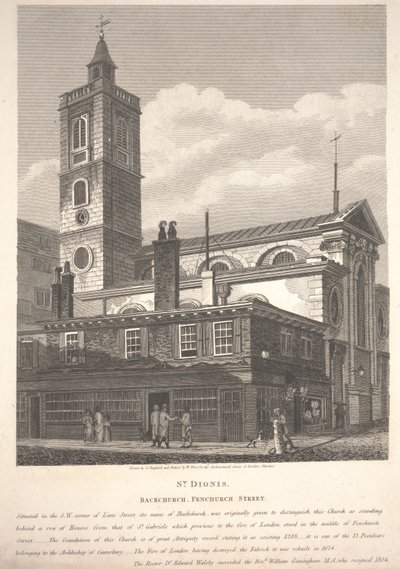 St. Dionis, Backchurch, Fenchurch Street, grabado por William Wise de George Shepherd