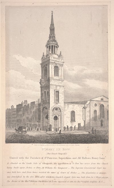 Santa María Le Bow, grabado por William Wise de George Shepherd