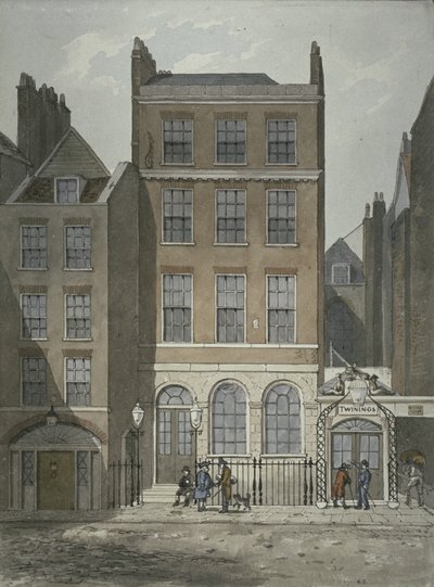 Vista de la casa bancaria de Snow y los comerciantes de té de Twining, Strand, Westminster de George Shepherd