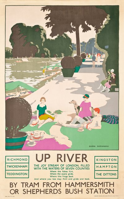"Río arriba", un cartel de London Transport, 1926 de George Sheringham