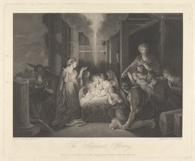 Ventana oeste de la capilla del New College de Oxford: La ofrenda del pastor, belén de George Siegmund Facius
