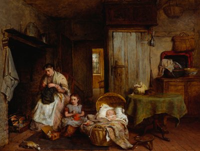 Lección de costura junto al fuego, 1867 de George Smith