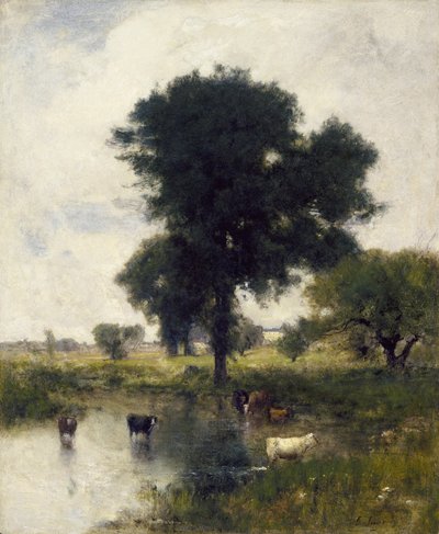 Ganado en la Piscina (Un Paisaje de Verano), 1880 de George Snr. Inness