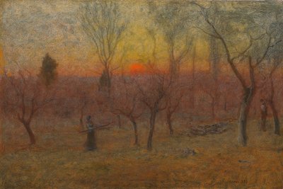 Recolectando leña, Montclair, Nueva Jersey, 1889 de George Snr. Inness