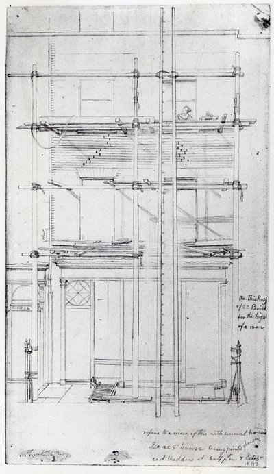 El exterior de la Casa de Isaac siendo pintada, 1843 de George Snr Scharf