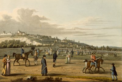 Revisión de las tropas inglesas en Montmartre por el Duque de Wellington, 21 de octubre de 1815, grabado por M. Dubourg, 1817 de George Snr after Scharf