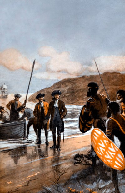 Primer Desembarco del Capitán Cook en Botany Bay de George Soper