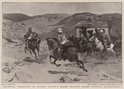 La caballería imperial en acción, el caballo de Paget persiguiendo a los bóers fuera de Lichtenberg de George Soper