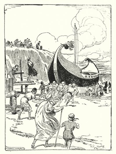 Jason y los Argonautas: "El buen barco Argo saltó de la arena sobre los rodillos y avanzó como un caballo valiente" de George Soper