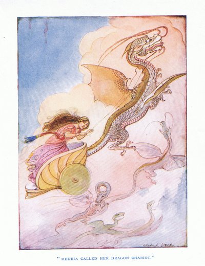 Medea llamó a su carro de dragón, de Los Héroes publicado por George Allen y Unwin 1929 de George Soper