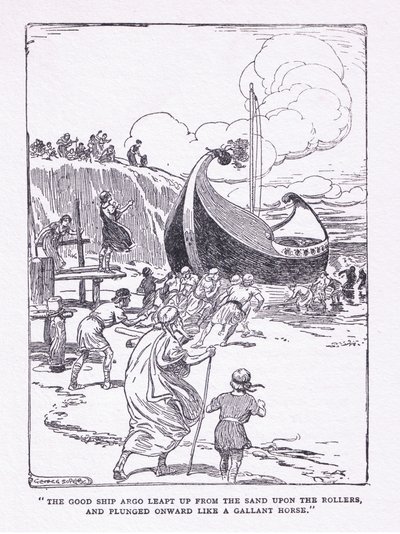 El buen barco Argo saltó de la arena sobre rodillos y avanzó como un caballo valiente, de Los Héroes publicado por George Allen y Unwin 1929 de George Soper
