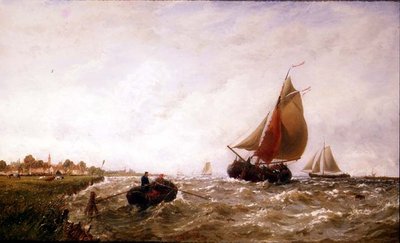 Embarcaciones en una Costa Holandesa de George Stanfield Walters