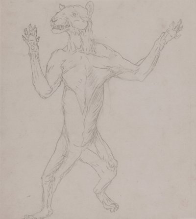 Exposición anatómica comparativa de la estructura del cuerpo humano con la del tigre y la del ave común:  El cuerpo del tigre en postura humana de George Stubbs