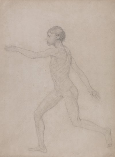 Exposición anatómica comparativa de la estructura del cuerpo humano con la de un tigre y un ave común: Figura humana, vista lateral (Anteproyecto para el estudio definitivo del Cuadro VIII) de George Stubbs
