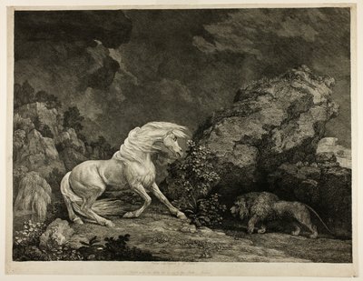 Un caballo asustado por un león de George Stubbs