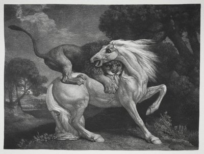 Un caballo atacado por un león, 1788 de George Stubbs