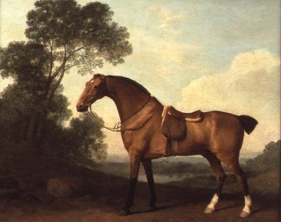 Un Cazador Bay Ensillado en un Paisaje con un Lago al Fondo de George Stubbs
