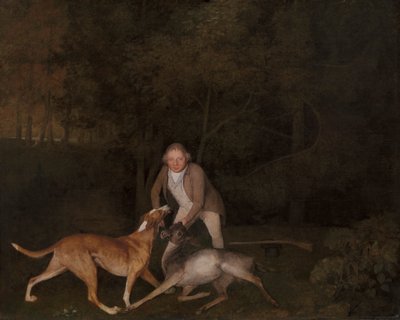 Freeman, el guardabosque del Conde de Clarendon, con una cierva moribunda y un sabueso... de George Stubbs
