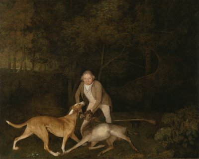 Freeman, el guardabosque del Conde de Clarendon, con una cierva moribunda y un sabueso... de George Stubbs
