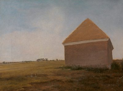 Newmarket Heath, con la casa de frotamiento de los establos del Rey a la llegada del Beacon Course de George Stubbs