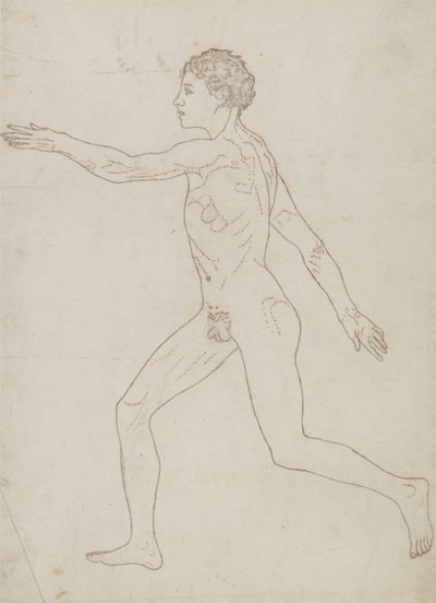 Estudio de la figura humana, vista lateral, de 