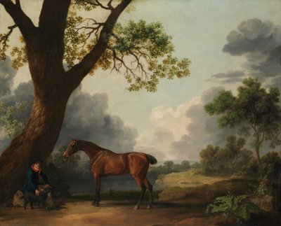 El cazador del tercer duque de Dorset con un mozo y un perro, 1768 de George Stubbs