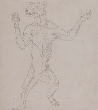 Cuerpo de tigre, de pie en postura humana de George Stubbs