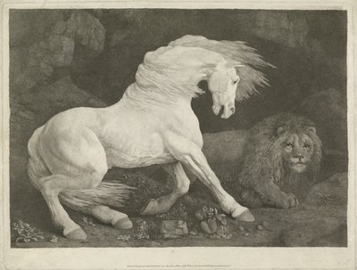 El Caballo y el León, 1770 (mezzotinta) de George Townley Stubbs