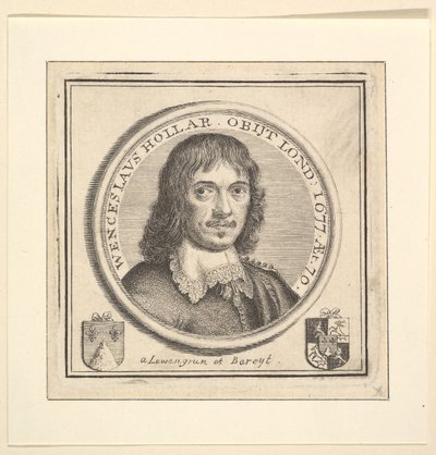 Busto de Hollar en un marco circular publicado en Vertues, Descripción de las obras de George Vertue