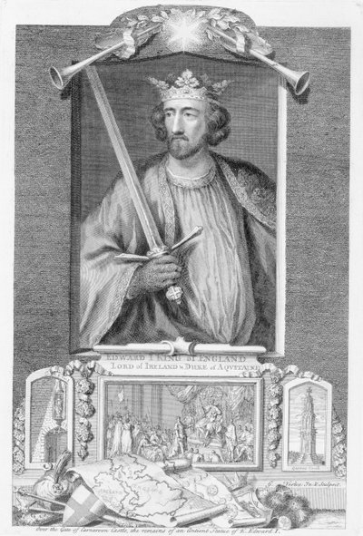 Eduardo I (1239-1307) Rey de Inglaterra desde 1272, después de los restos de una estatua, grabado por el artista de George Vertue