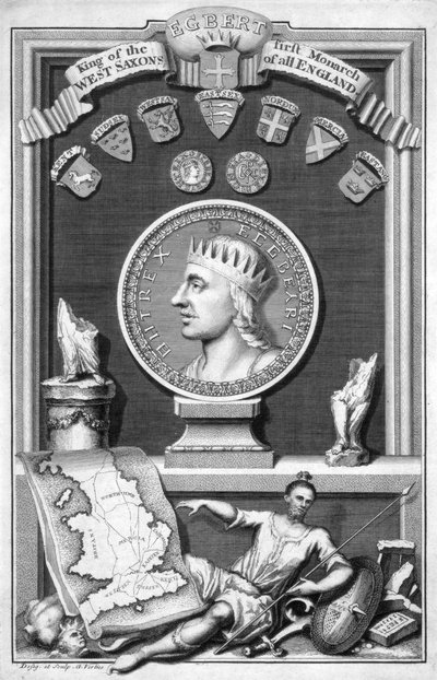 Egberto el Sajón, primer rey de toda Inglaterra, siglo XVIII de George Vertue