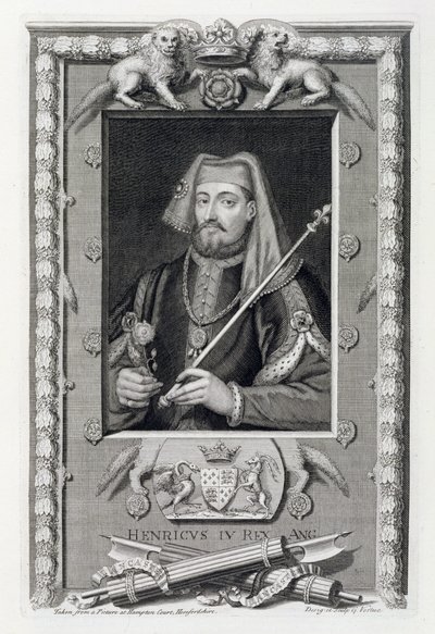 Enrique IV, Rey de Inglaterra, después de una pintura en Hampton Court, grabado por el artista de George Vertue