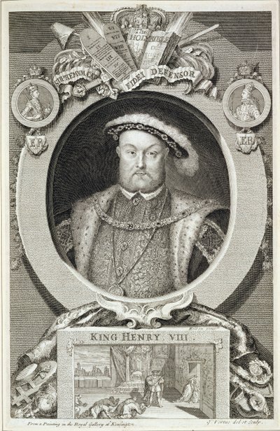 Enrique VIII (1491-1547), después de una pintura en la Galería Real en Kensington de George Vertue