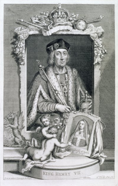 Enrique VII, rey de Inglaterra desde 1485, después de un retrato en la Colección Real, grabado por el artista de George Vertue