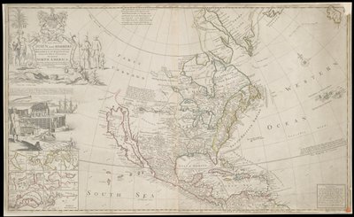 Mapa de Norteamérica, c. 1720 (grabado) de George Vertue