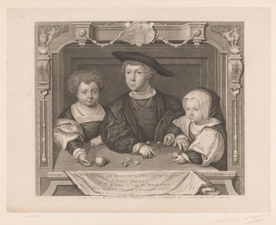 Portret van Dorothea, Johan en Christina van Denemarken
Tres hijos de K. Enrique VII y su reina Isabel. I. Príncipe Arturo, II. Pr. Enrique, III. Ps. Margaret (título del objeto)
Portretten van de Tudors (título de la serie)
Retratos históricos (serie de George Vertue