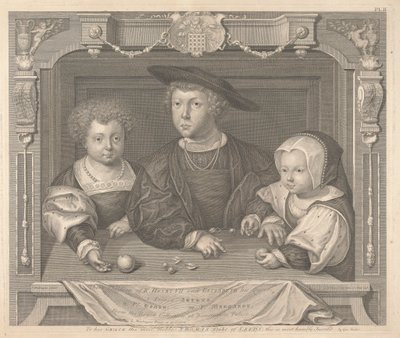 Tres hijos de Enrique VII y su reina Isabel, el príncipe Arturo, el príncipe Enrique y la princesa Margarita de George Vertue
