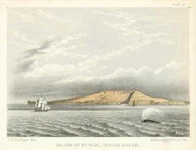 Isla de San Pablo, Océano Índico (grabado coloreado) de George Victor Du Noyer