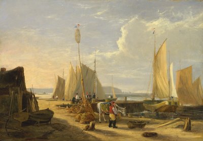 Una escena portuaria en la Isla de Wight, mirando hacia las Needles de George Vincent