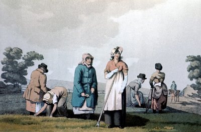 Lowkers - mujeres que desyerban maíz, 1814 de George Walker of Seacroft